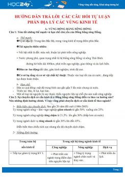 Hướng dẫn trả lời các câu hỏi tự luận phần Địa lí các vùng kinh tế Địa lý 12