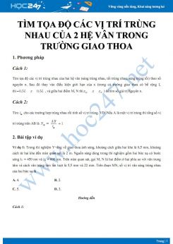 Tìm tọa độ các vị trí trùng nhau của hai hệ vân trong trường giao thoa theo 2 cách