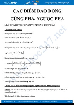 Lý thuyết trọng tâm và phương pháp giải các bài tập về điểm dao động cùng pha, ngược pha của sóng tổng hợp