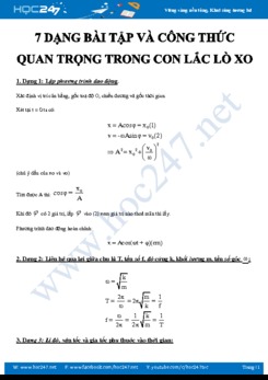 Tổng hợp 7 dạng bài tập và công thức quan trọng trong Con lắc lò xo môn Vật lý 12