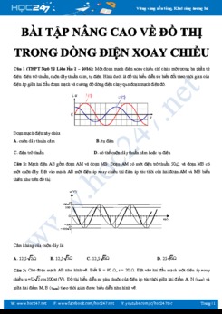 Tổng hợp bài tập nâng cao về Đồ thị trong Dòng điện xoay chiều môn Vật lý 12 có đáp án