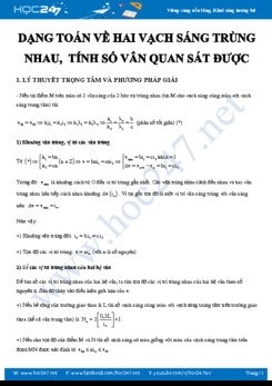 Tìm số vị trí trùng nhau của hai hệ vân- Tính số vân giao thoa quan sát được