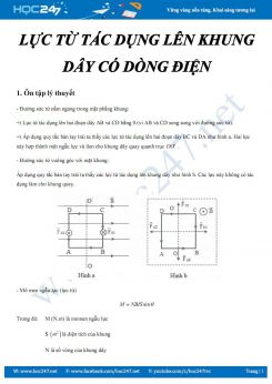 Ôn tập Lý thuyết và bài tập về Lực từ tác dụng lên khung dây có dòng điện có đáp án