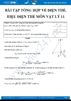 Chuyên đề bài tập về Điện thế. Hiệu điện thế có lời giải chi tiết môn Vật lý 11 năm 2020