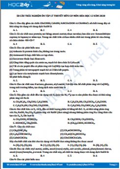 50 Câu trắc nghiệm ôn tập lý thuyết Hữu cơ môn Hóa học 12 năm 2020