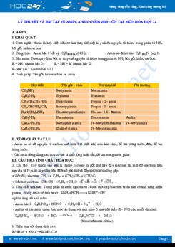 Lý thuyết và bài tập về Amin, Anilin năm 2020 - Ôn tập môn Hóa học 12