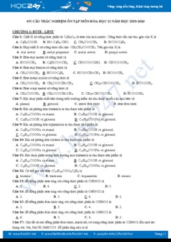 Bộ 455 câu trắc nghiệm ôn tập môn Hóa học 12 năm học 2019-2020