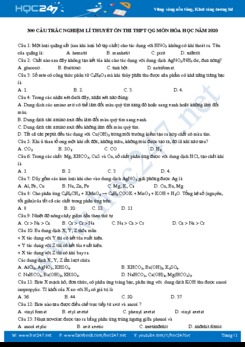 300 Câu trắc nghiệm lý thuyết ôn thi THPT QG năm 2020 môn Hóa học