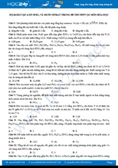 Bộ 68 bài tập axit HNO3 và muối nitrat trong đề thi THPT QG môn Hóa học năm 2020