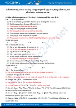 Kiến thức trọng tâm và các dạng bài tập chuyên đề nguyên tử, bảng tuần hoàn nguyên tố, liên kết Hóa học và phản ứng hóa học