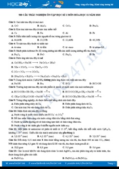 Bộ 500 câu trắc nghiệm ôn thi HK2 năm 2020 môn Hóa học 12