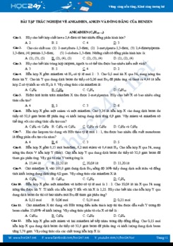 Bài tập trắc nghiệm ôn tập về Ankađien, Ankin và đồng đẳng của Benzen môn Hóa học 11 năm 2020