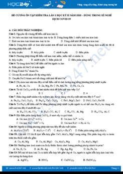 Đề cương kiểm tra 1 tiết HK2 năm 2020 môn Hóa học 12 - Dùng trong kì nghỉ dịch Covid 19