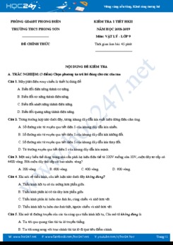 Đề kiểm tra giữa HK2 môn Vật lý 9 có đáp án hướng dẫn chi tiết trường THCS Phong Sơn