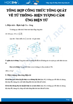 Tổng hợp các công thức tổng quát về Từ thông- Hiện tượng cảm ứng điện từ cần nhớ