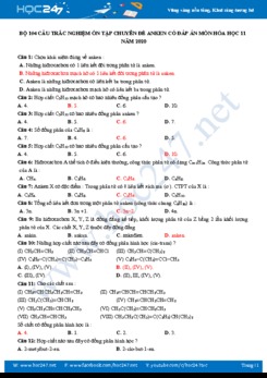 Bộ 104 câu trắc nghiệm ôn tập chuyên đề Anken có đáp án môn Hóa học 11 năm 2020