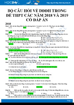 Bộ câu hỏi về Dao động điều hòa trong đề THPT các năm 2018 và 2019 có đáp án chi tiết