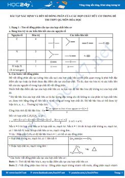 Bài tập xác định và đến số đồng phân của hợp chất hữu có trong đề thi THPT QG môn Hóa học