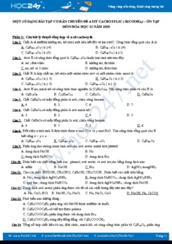 Một số dạng bài tập cơ bản Chuyên đề Axit cacboxylic ( R(COOH)a) - Ôn thi môn Hóa học 12 năm 2020