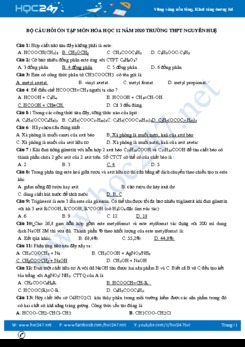 Bộ câu hỏi ôn tập môn Hóa học 12 năm 2020 Trường THPT Nguyễn Huệ