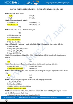 Bài tập trắc nghiệm về Ankin - Ôn tập môn Hóa học 11 năm 2020