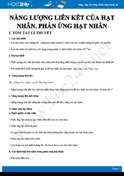 Tổng hợp Lý thuyết và bài tập Năng lượng liên kết của hạt nhân. Phản ứng hạt nhân có đáp án