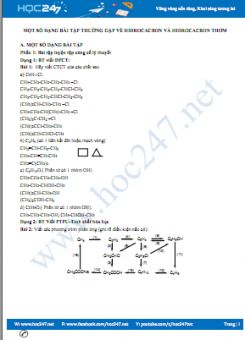 Một số dạng bài tập thường gặp về Hidrocacbon và Hidrocacbon thơm môn Hóa học 12 năm 2020