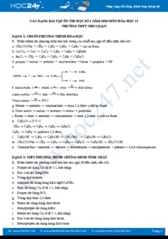 Các dạng bài tập ôn thi HK2 năm 2020 môn Hóa học 11 Trường THPT Nho Quan