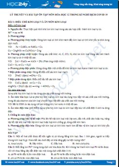 Lý thuyết và bài tập ôn tập môn Hóa học 12 trong kì nghỉ dịch Covid 19 Trường THPT Bùi Thị Xuân