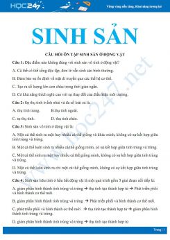 Bài tập trắc nghiệm ôn tập chương Sinh sản Sinh học 11 năm 2019-2020 - Trung tâm GDNN-GDTX Lập Thạch