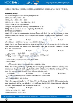 Một số câu trắc nghiệm ôn tập dạng bài toán kim loại tác dụng với HNO3 môn Hóa học 12