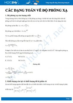 Các dạng toán về Độ phóng xạ có hướng dẫn chi tiết môn Vật lý 12