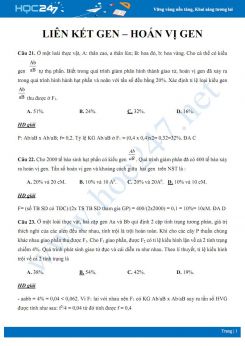 Hướng dẫn giải chi tiết 20 bài tập trắc nghiệm ôn tập chuyên đề Liên kết gen - Hoán vị gen Sinh học 12 có đáp án