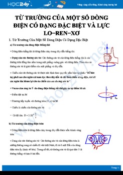 Lý thuyết ôn tập về Từ trường của một số dòng điện có dạng đặc biệt và lực Lo−ren−xơ