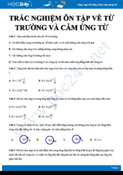 40 câu trắc nghiệm ôn tập về Từ trường và cảm ứng từ có đáp án môn Vật lý 11