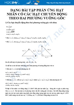 Dạng bài tập Phản ứng hạt nhân có các hạt chuyển động theo hai phương vuông góc