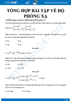 Tổng hợp bài tập về Độ phóng xạ môn Vật lý 12 có đáp án chi tiết năm 2020