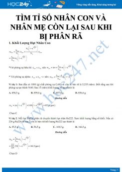 Tìm tỉ số nhân con và nhân mẹ còn lại sau khi bị phân rã có hướng dẫn