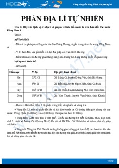 12 Bài tập tự luận ôn tập phần Địa lí tự nhiên Địa lý 12 có hướng dẫn giải chi tiết