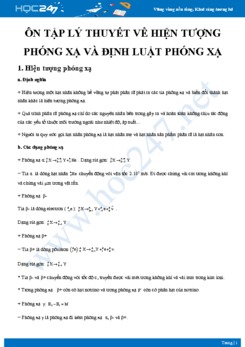 Chuyên đề ôn tập lý thuyết về hiện tượng phóng xạ và định luật phóng xạ năm 2020