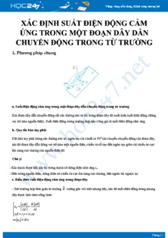 Bài toán xác định suất điện động cảm ứng trong một đoạn dây dẫn chuyển động trong từ trường