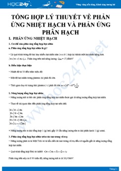 Tổng hợp lý thuyết về Phản ứng nhiệt hạch và Phản ứng phân hạch môn Vật lý 12