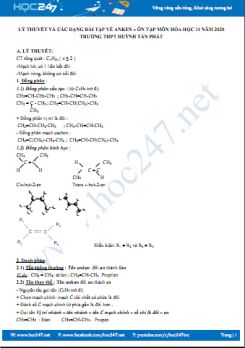 Lý thuyết và các dạng bài tập về Anken - Ôn tập HK2 năm 2020 môn Hóa học 11 Trường THPT Huỳnh Tấn Phát
