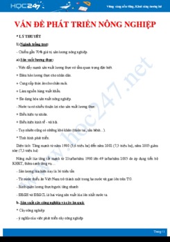 Lý thuyết và câu hỏi trắc nghiệm ôn tập chủ đề Vấn đề phát triển nông nghiệp Địa lí 12 có đáp án