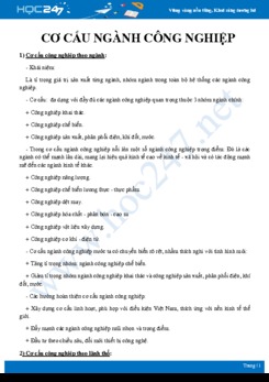 Lý thuyết và bài tập trắc nghiệm minh họa chủ đề Cơ cấu ngành công nghiệp Địa lí 12