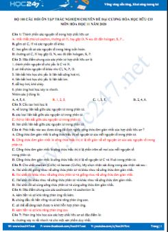 Bộ 100 câu trắc nghiệm ôn tập chuyên đề đại cương hóa hữu cơ môn Hóa học 11 năm 2020