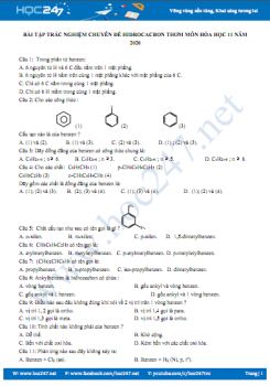 Bài tập ôn tập chuyên đề Hidrocacbon thơm môn Hóa học 11 năm 2020