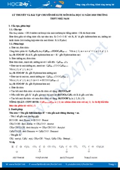 Lý thuyết và bài tập chuyên đề Este môn Hóa học 12 năm 2020 Trường THPT Nhã Nam