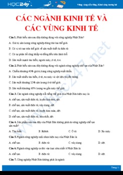 55 Câu hỏi trắc nghiệm ôn tập chủ đề Các ngành kinh tế và các vùng kinh tế Nhật Bản Địa lí 11 có đáp án