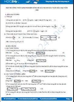 Một số công thức kinh nghiệm dùng để giải nhanh bài toán Hóa học năm 2020